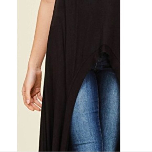 Black Hi Low Tunic Witchycore Drapy Dress top Kaftan Maxi S M L - Picture 4 of 8